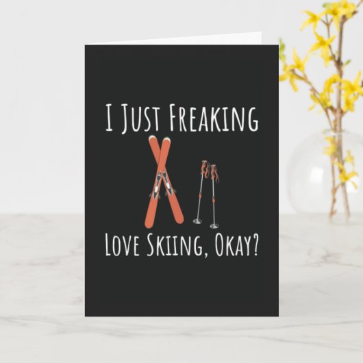 Funny Skiing Cards Humor Snow Mountain Vacation Kaart (Gele Bloem)