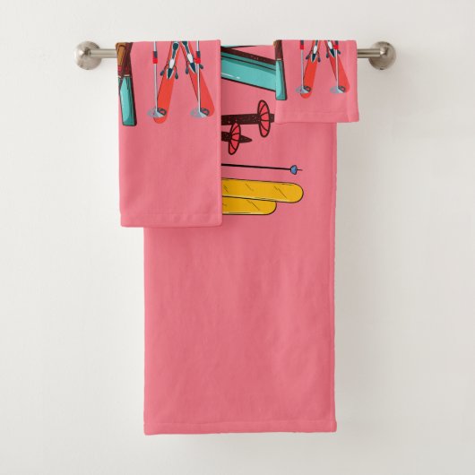Funny Skiing Colorful Ski Skier Bad Handdoek (Insitu)