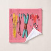 Funny Skiing Colorful Ski Skier Bad Handdoek (Wasdoekje)