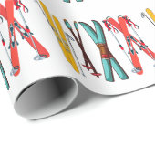 Funny Skiing Colorful Ski Skier Cadeaupapier (Rol Hoek)