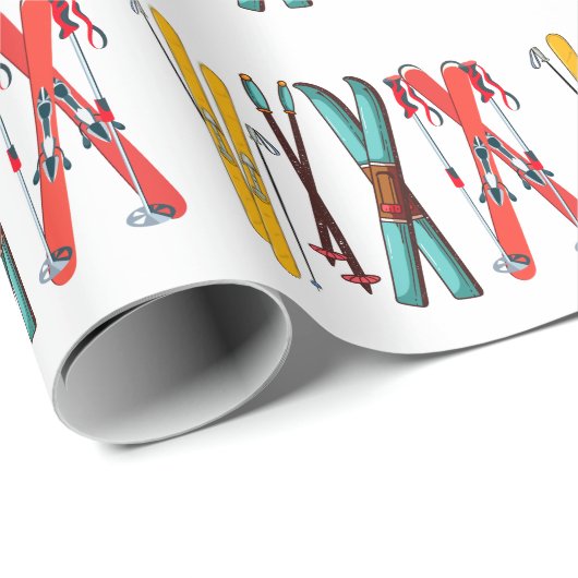 Funny Skiing Colorful Ski Skier Cadeaupapier (Rol Hoek)