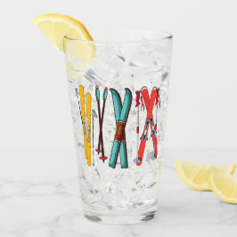 Funny Skiing Colorful Ski Skier Glas