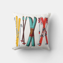 Funny Skiing Colorful Ski Skier Kussen