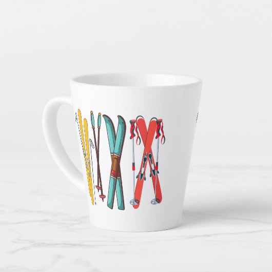 Funny Skiing Colorful Ski Skier Latte Mok (Linkerhoek)