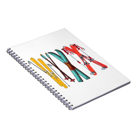 Funny Skiing Colorful Ski Skier Notitieboek (Rechterzijde)