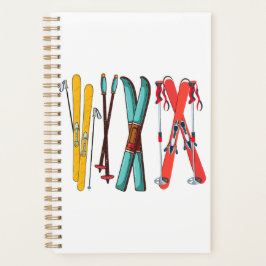 Funny Skiing Colorful Ski Skier Planner