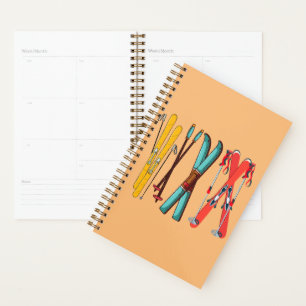 Funny Skiing Colorful Ski Skier Planner