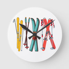 Funny Skiing Colorful Ski Skier Ronde Klok