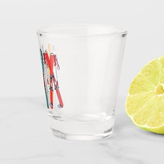 Funny Skiing Colorful Ski Skier Shot Glas (Rechts)