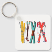 Funny Skiing Colorful Ski Skier Sleutelhanger (Voorkant)