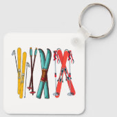 Funny Skiing Colorful Ski Skier Sleutelhanger (Achterkant)