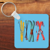 Funny Skiing Colorful Ski Skier Sleutelhanger (Voorkant)