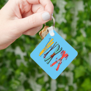 Funny Skiing Colorful Ski Skier Sleutelhanger