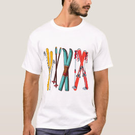 Funny Skiing Colorful Ski Skier T-shirt