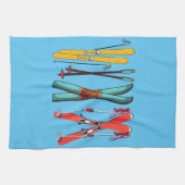 Funny Skiing Colorful Ski Skier Theedoek (Horizontaal)