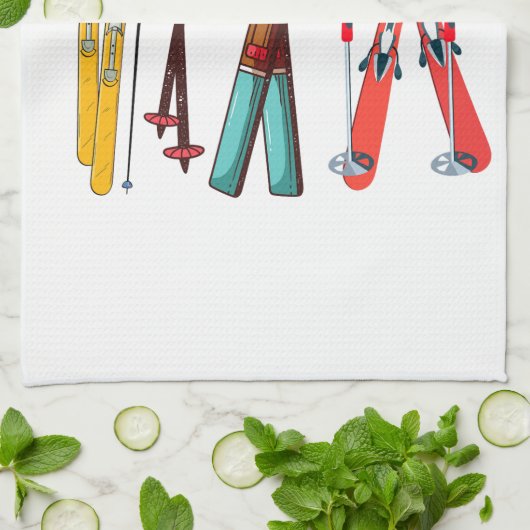 Funny Skiing Colorful Ski Skier Theedoek (Gevouwen)