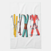 Funny Skiing Colorful Ski Skier Theedoek (Verticaal)