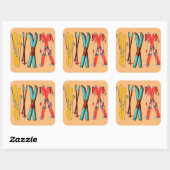 Funny Skiing Colorful Ski Skier Vierkante Sticker (Vel)