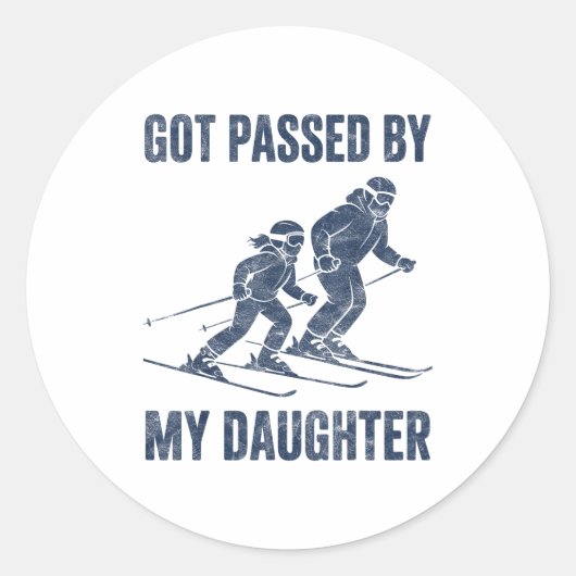 Funny Skiing Got Ped By My Daughter Family Ski Tri Ronde Sticker (Voorkant)