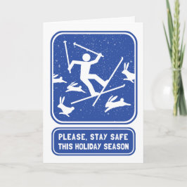 Funny Skiing Holiday Kaart - Bunny Slope Kerstmis
