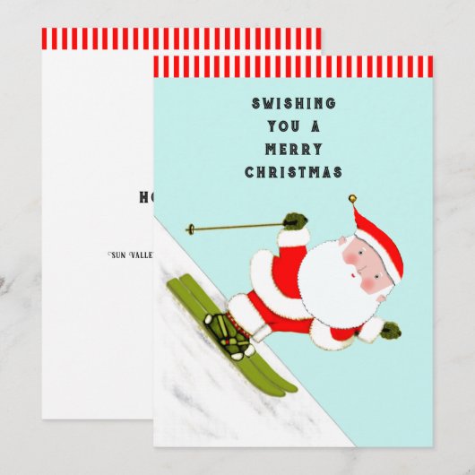 Funny Skiing Kerstfeestkaarten Feestdagenkaart (Voorkant / Achterkant)