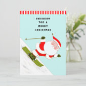 Funny Skiing Kerstfeestkaarten Feestdagenkaart (Staand voorkant)