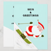 Funny Skiing Kerstfeestkaarten Feestdagenkaart (Voorkant / Achterkant)
