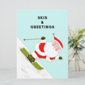 Funny Skiing Kerstfeestkaarten Feestdagenkaart (Staand voorkant)