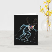 Funny Skiing Reindeer Ski Winter Srt Snowboarder S Kaart (Gele Bloem)