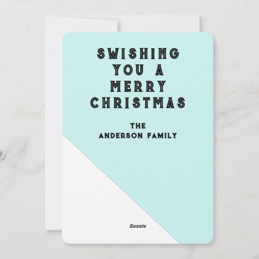 Funny Skiing Santa Feestdagenkaart (Achterkant)