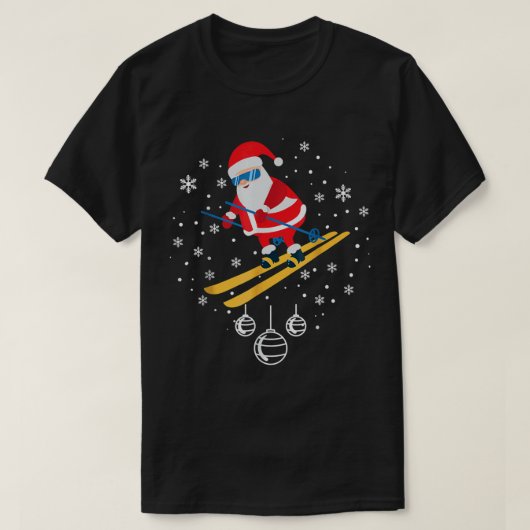 Funny Skiing Santa Kerstkerstversiering Xmas Pajam T-shirt (Design voorkant)