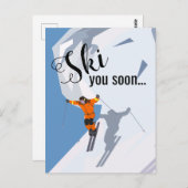 Funny Skiing | Travel-winterbestemmingen Briefkaart (Voorkant / Achterkant)