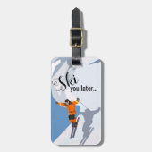 Funny Skiing | Travel-wintersport Bagagelabel (Voorkant verticaal)