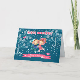 Funny Sking Kinder kerstmis Feestdagen Kaart