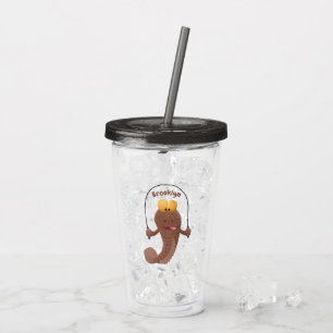 Funny skipping mudskipper fish cartoon acryl drinkbeker