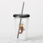 Funny skipping mudskipper fish cartoon acryl drinkbeker (Achterkant)