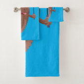 Funny skipping mudskipper fish cartoon bad handdoek (Insitu)