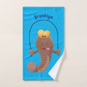 Funny skipping mudskipper fish cartoon bad handdoek (Handdoek)