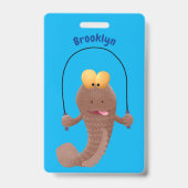 Funny skipping mudskipper fish cartoon badge (Achterkant)