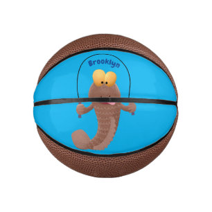 Funny skipping mudskipper fish cartoon basketbal