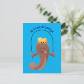 Funny skipping mudskipper fish cartoon briefkaart (Staand voorkant)