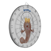 Funny skipping mudskipper fish cartoon dartbord (Voorkant Links)