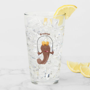 Funny skipping mudskipper fish cartoon glas