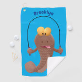 Funny skipping mudskipper fish cartoon golfhanddoek (Insitu)
