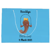 Funny skipping mudskipper fish cartoon groot cadeauzakje (Achterkant)