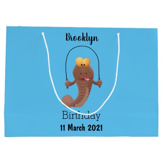 Funny skipping mudskipper fish cartoon groot cadeauzakje (Achterkant)