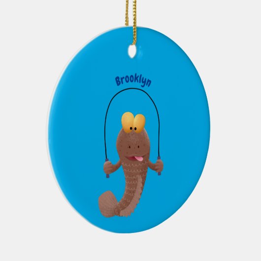 Funny skipping mudskipper fish cartoon keramisch ornament (Rechts)