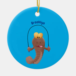 Funny skipping mudskipper fish cartoon keramisch ornament