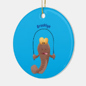 Funny skipping mudskipper fish cartoon keramisch ornament (Links)