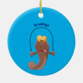 Funny skipping mudskipper fish cartoon keramisch ornament (Achterkant)
